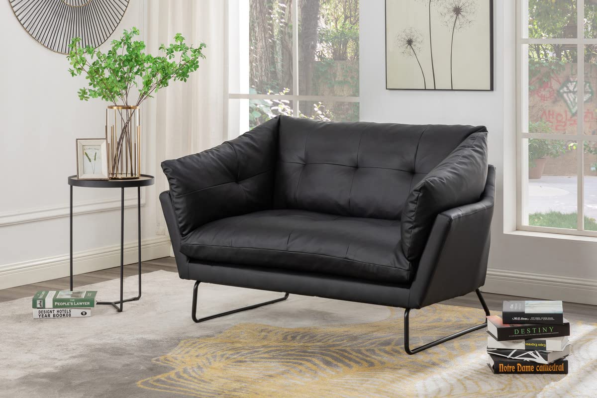 Lilola Home Karla Black PU Leather Contemporary Loveseat